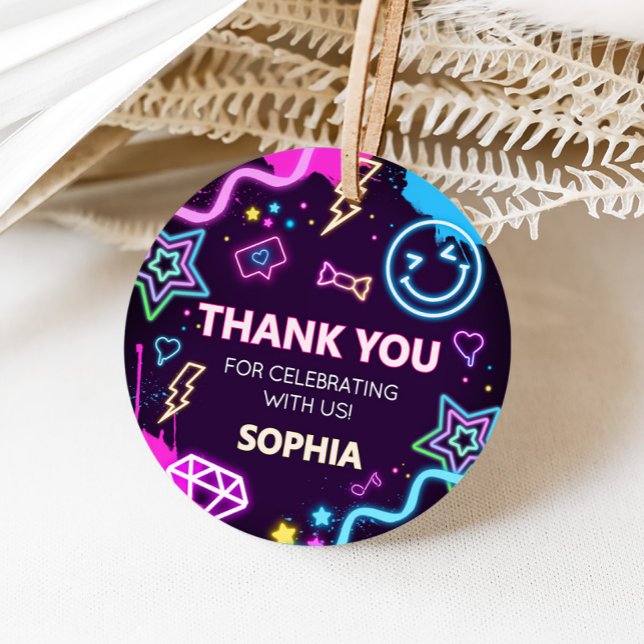 Dreizehn Neenager Geburtstagsparty Geschenkanhänger (Neon Official Thirteen Birthday Party Favor Tags)