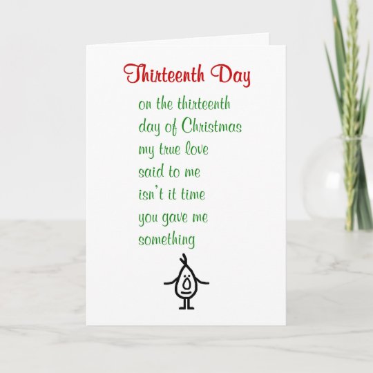 Dreizehnter Tag ein lustiges Weihnachtsgedicht Weihnachtskarte