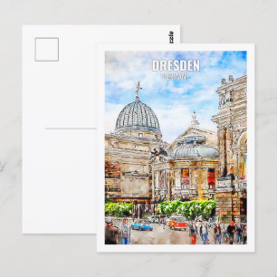 Dresden Deutschland Reiseort Wasserfarbe Postkarte