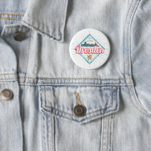 Dresden Deutschland Sachsen Retro Skyline Vintag Button