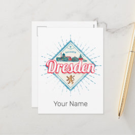 Dresden Deutschland Sachsen Retro Skyline Vintag Feiertagspostkarte