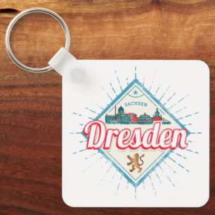 Dresden Deutschland Sachsen Retro Skyline Vintag Schlüsselanhänger