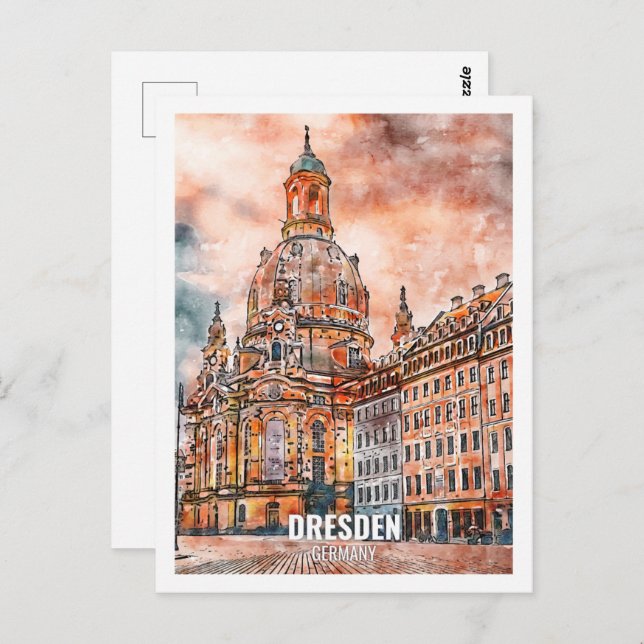 Dresden Deutschland Travel Place Watercolor Postkarte (Vorne/Hinten)