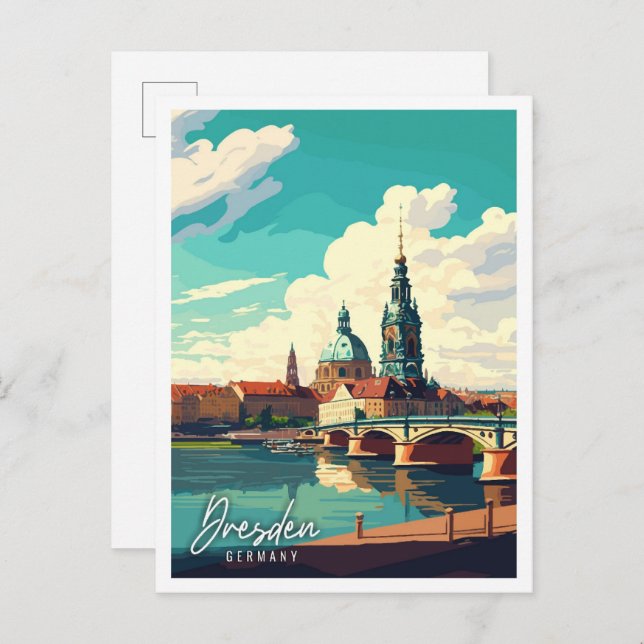 Dresden Deutschland Vintage Reise Illustration Postkarte (Vorne/Hinten)