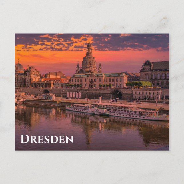 Dresden Germany Sunset Travel Foto Postkarte (Vorderseite)