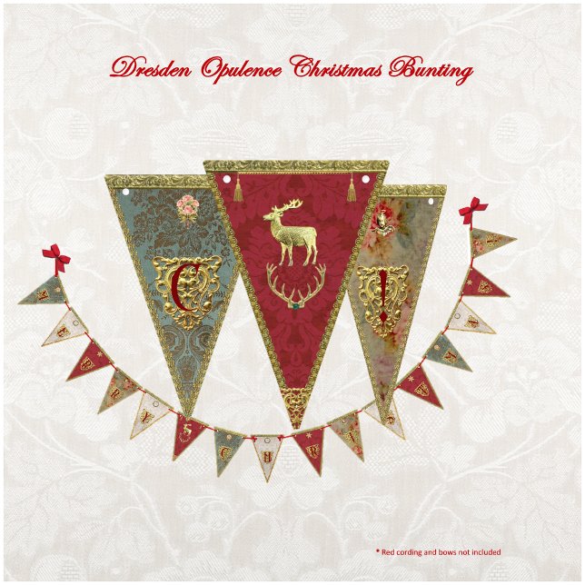Dresden Opulence Weihnachten Wimpelkette ( Say "Merry Christmas!" with 16 beautifully-adorned printed flags that match our Dresden stockings!)