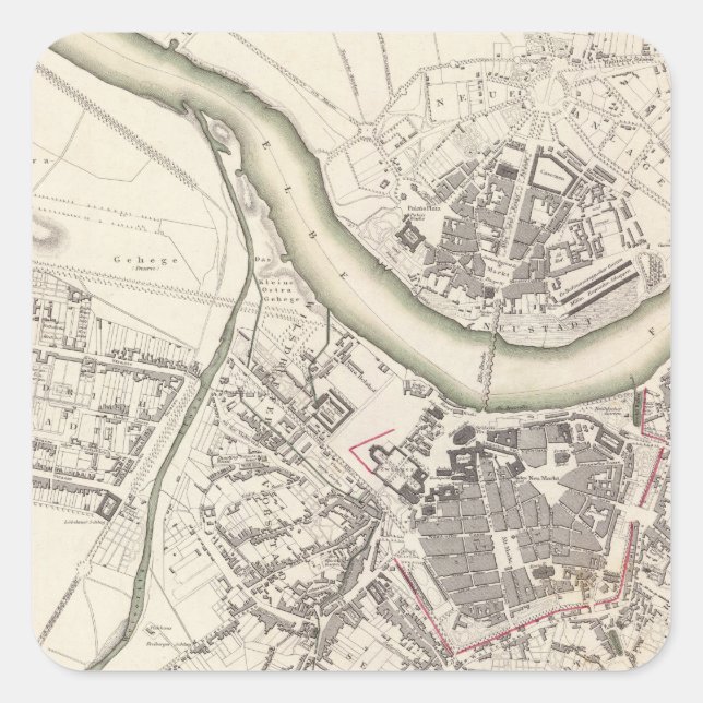 Dresden Quadratischer Aufkleber (Vorderseite)