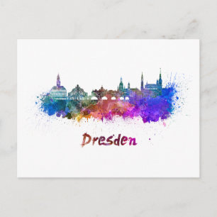 Dresden skyline im Watercolor Postkarte
