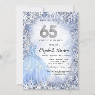 Dress Blue Snowflakes Winter 65. Geburtstag Einladung