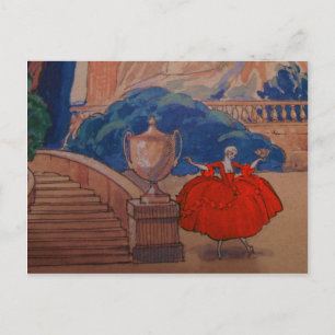 Dress Fashion Plate ~ Art Deco Französisch Vintag Postkarte