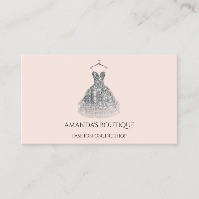Dress Logo Fashion Boutique Online Shop GraySilver Visitenkarte (Vorderseite)