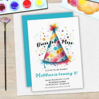 Dress Mess Kids Art Malerei Party Junge Geburtstag Einladung