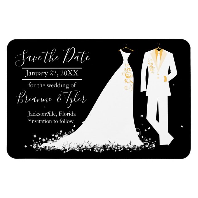 Dress & Tux - 4x6 Speichern Sie das Date Magnet (Horizontal)
