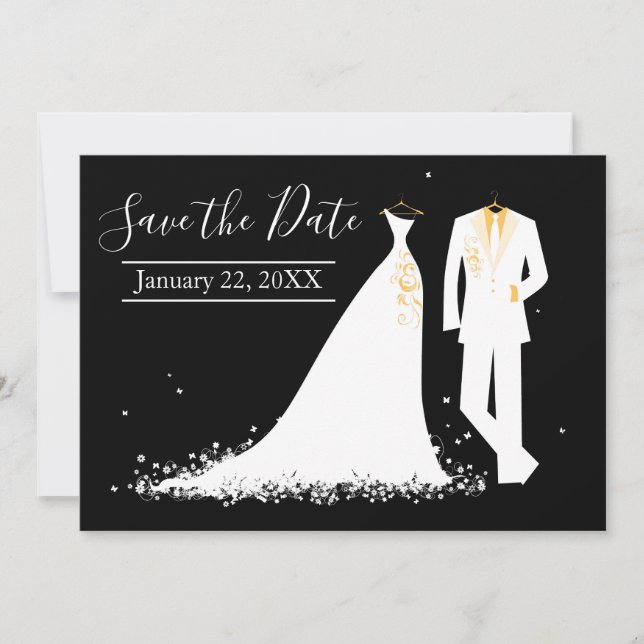 Dress & Tux - Save the Date mit Foto Einladung (Vorderseite)