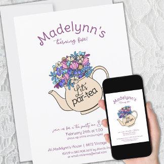 Dress up Par-Tea Girls Geburtstag Tee Party Einladung