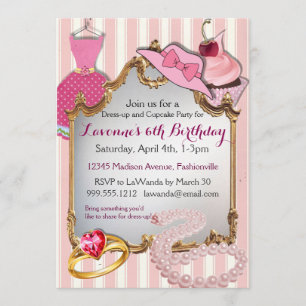 Dress-up und Cupcake Party Girls'Birthday Invites Einladung