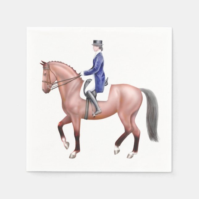 Dressage Bay Pferde Reitpferd Papier Napkins Serviette (Vorderseite)