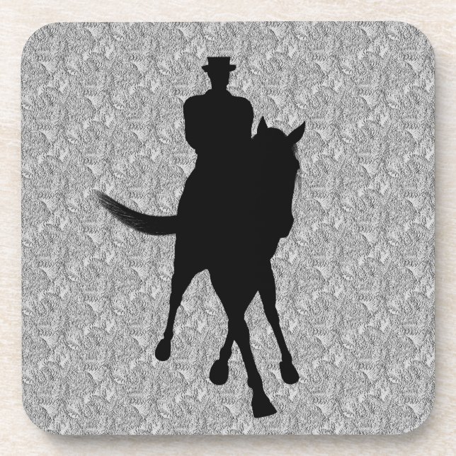 Dressage Horse and Rider Silhouette Coaster Set Untersetzer (Vorderseite)