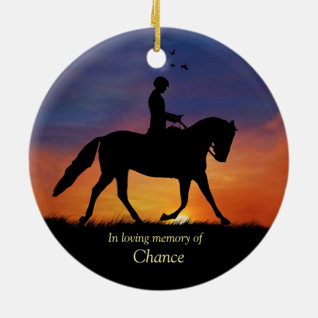 Dressage Horse Beileid Memorial Keramik Ornament (Hinten)
