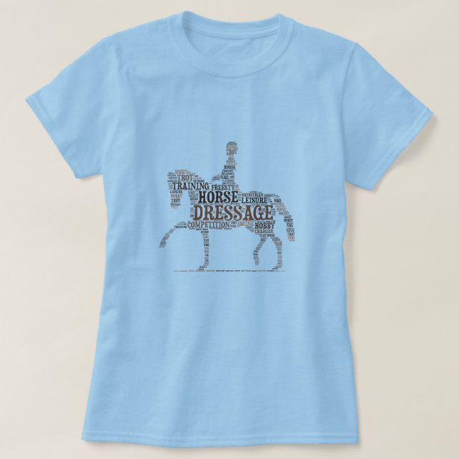 Dressage Horse With Rider In Word Clouds T-Shirt (Design vorne)