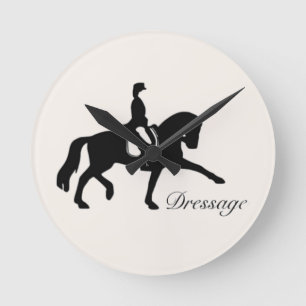 Dressage-Pferd und Reiter Runde Wanduhr