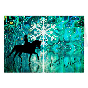 Dressage Pferd Winter Snowflake Geburtstagskarte