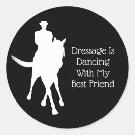 Dressage tanzt mit bester Freundin Weiß Runder Aufkleber