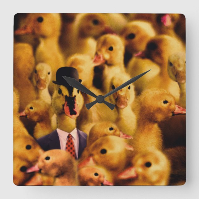 Dressed for Success Duck Quadratische Wanduhr (Vorderseite)