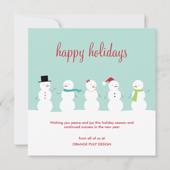 Dressed Snowmen Business Holiday Cards Feiertagskarte (Vorderseite)