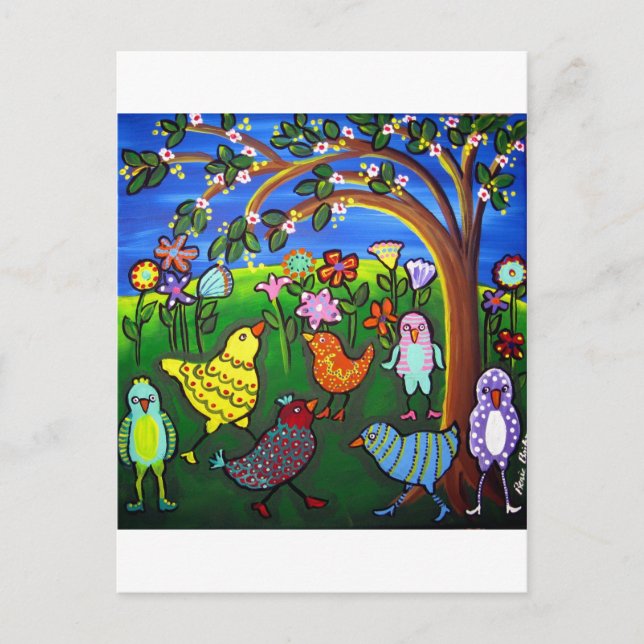 Dressed up Chicks n Peeps Fun Whimsical Postkarte (Vorderseite)