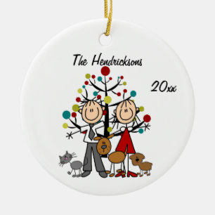Dressed up Couple, Two Hunde, Cat Ornament