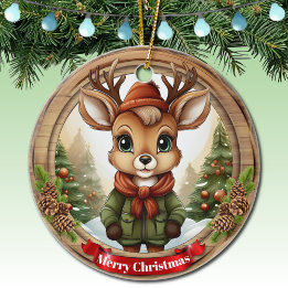 Dressed Whimsical Reindeer Fun Holiday Season 🦌🎄 Keramik Ornament