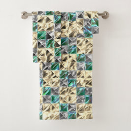 Dressianische Minze, beige- und silberne Fliesen o Badhandtuch Set