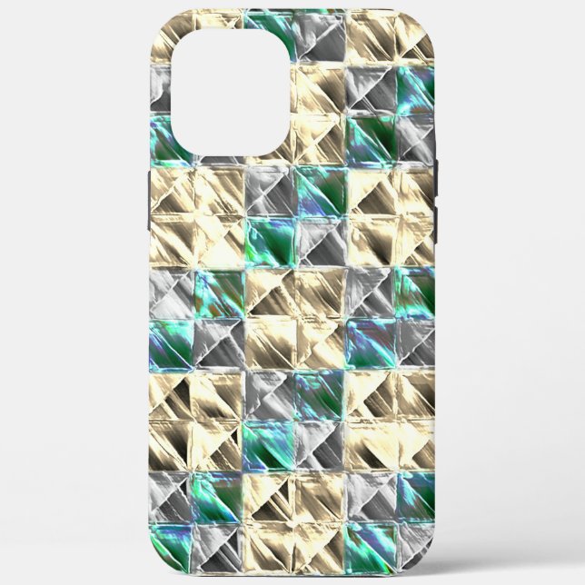 Dressianische Minze, beige- und silberne Fliesen o Case-Mate iPhone Hülle (Rückseite)