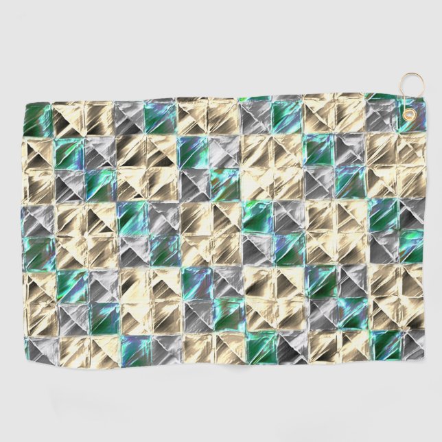 Dressianische Minze, beige- und silberne Fliesen o Golfhandtuch (Horizontal)