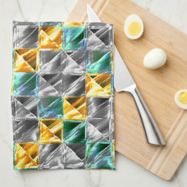 Dressianische Minze, goldene und silberne Fliesen Geschirrtuch