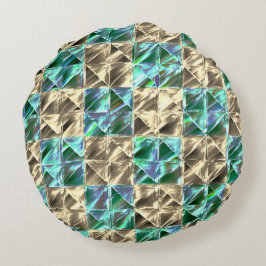 Dressischer Minzgrün bis beige Fliesen oder farbig Rundes Kissen