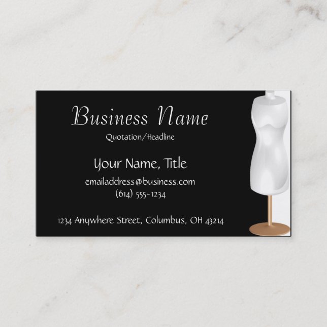 Dressmaker Mannequin Nähen Mode Business Cards Visitenkarte (Vorderseite)