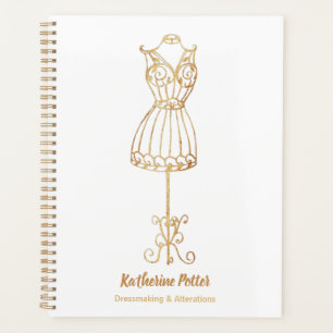 Dressmaker Seamstress Gold Glitzer Mannequin Plan Planer