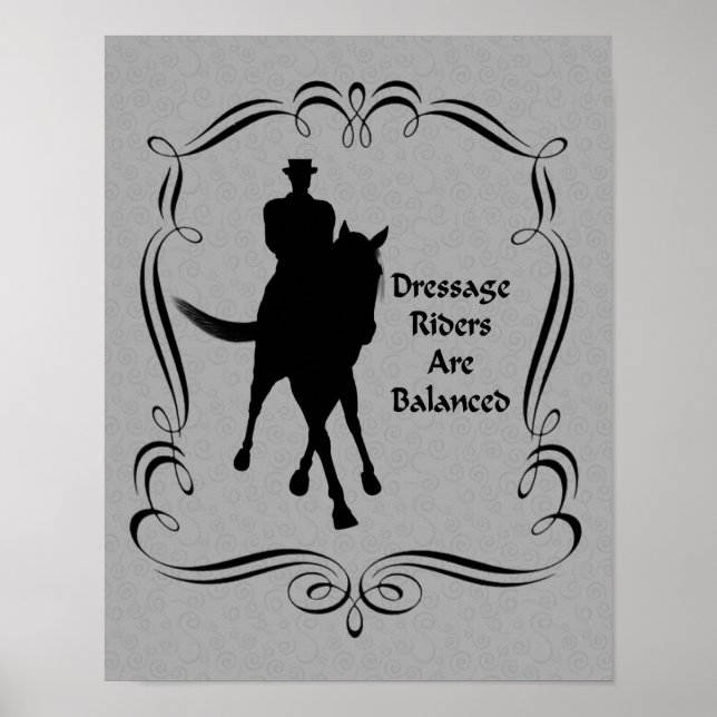 Dressur Balanced Horse and Rider Silhouette Poster (Vorne)