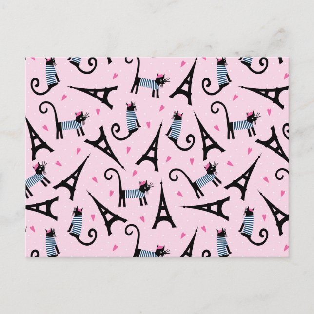 Dressur im französischen Stil mit Eiffelturmmuster Postkarte (Vorderseite)