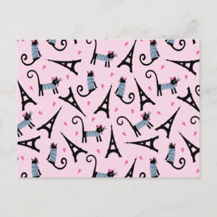 Dressur im französischen Stil mit Eiffelturmmuster Postkarte