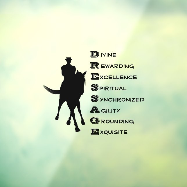 Dressur ist Silhouette für Pferde und Reiter  Fensteraufkleber (Blatt 3)