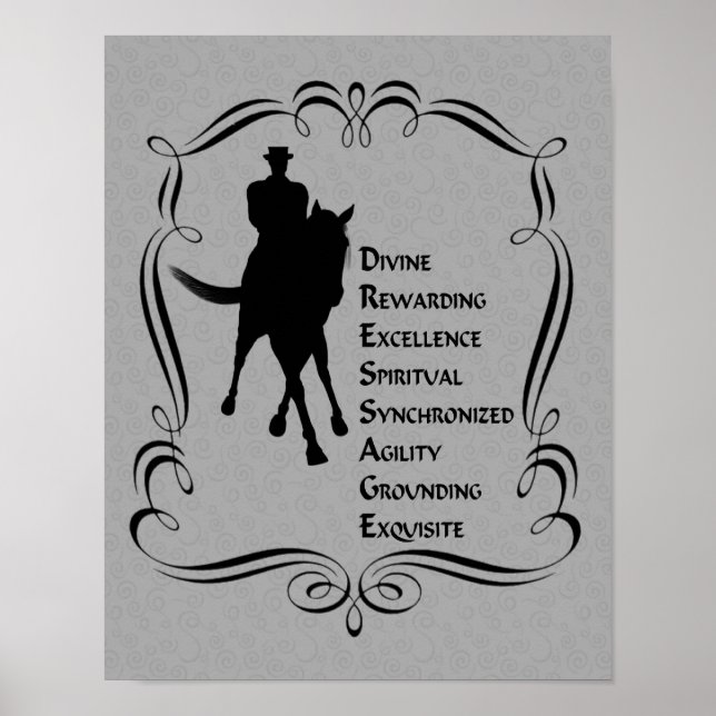 Dressur ist Silhouette für Pferde und Reiter Poster (Vorne)