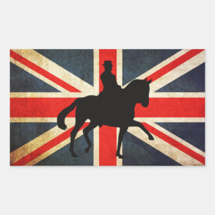 Dressur Pferd mit Union Jack Flag Stickers