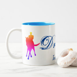 Dressur Pferdereiterfarben Silhouette Personalisie Zweifarbige Tasse