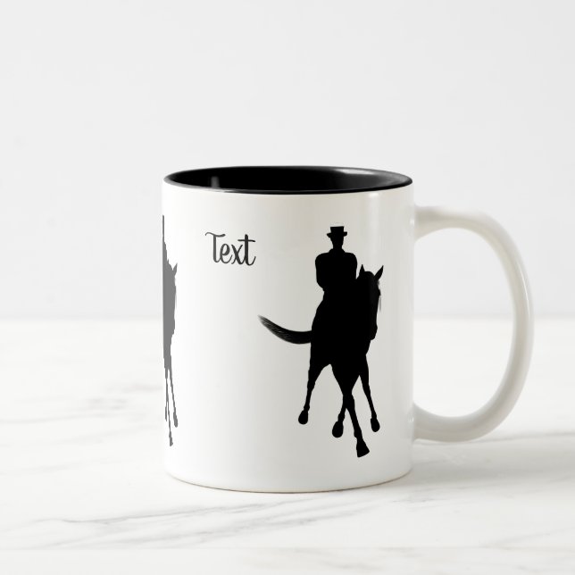 Dressurpferd und Rider Silhouette Personalisiert Zweifarbige Tasse (Rechts)