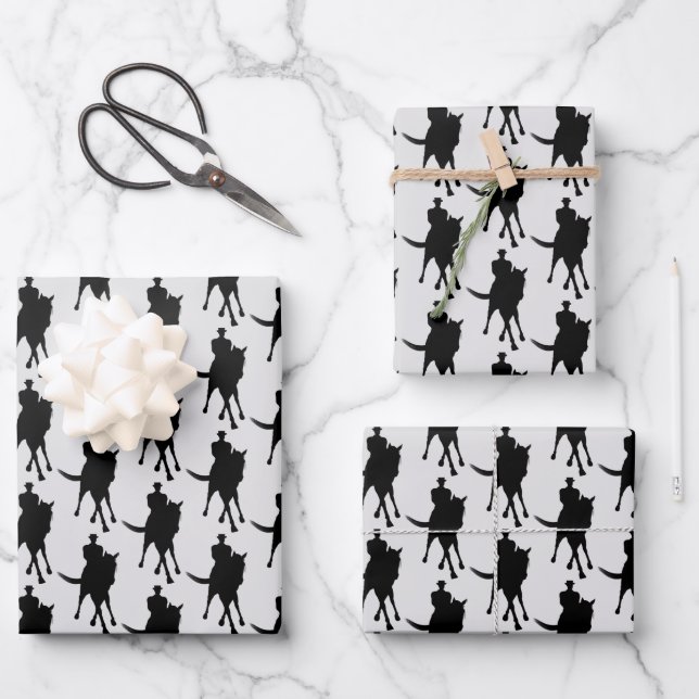 Dressurpferd und Silhouette   Geschenkpapier Set (Vorderseite)