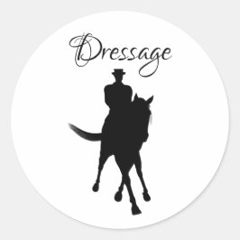 Dressurpferd und Silhouette Runder Aufkleber