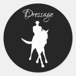 Dressurpferd und Silhouette Weiß Runder Aufkleber